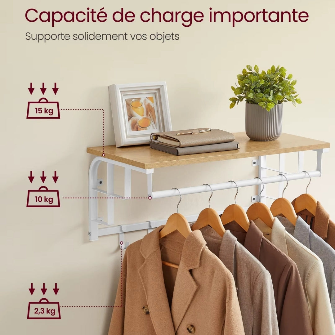 Étagère bois porte manteau