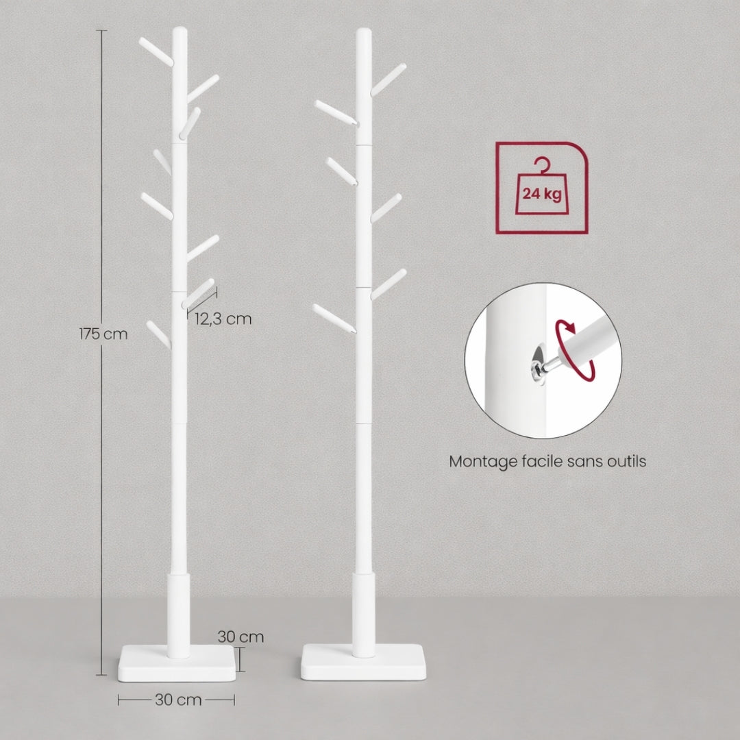 Porte manteau blanc sur pied