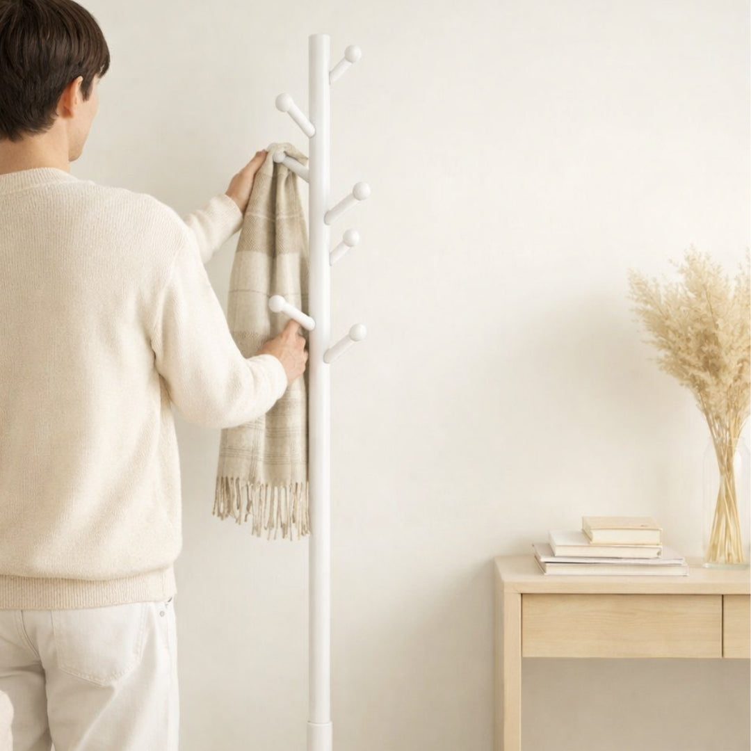 Porte manteau bois blanc