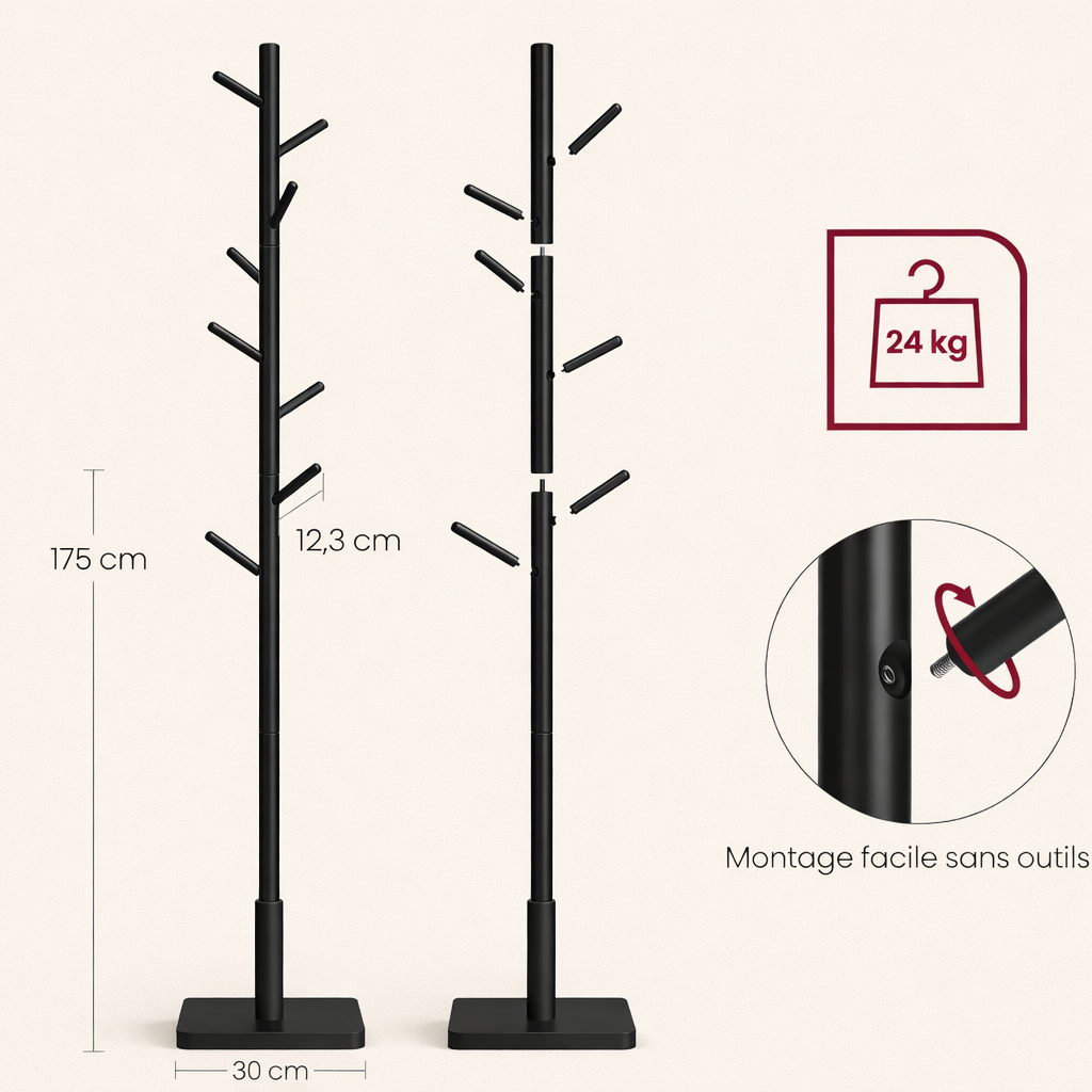 Porte manteau noir sur pied